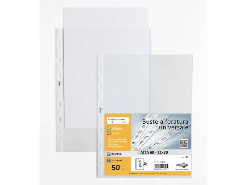 Buste a perforazione universale Sei Rota ATLA buccia arancia formato 22×30 cm – confezione 50 pezzi – 662208