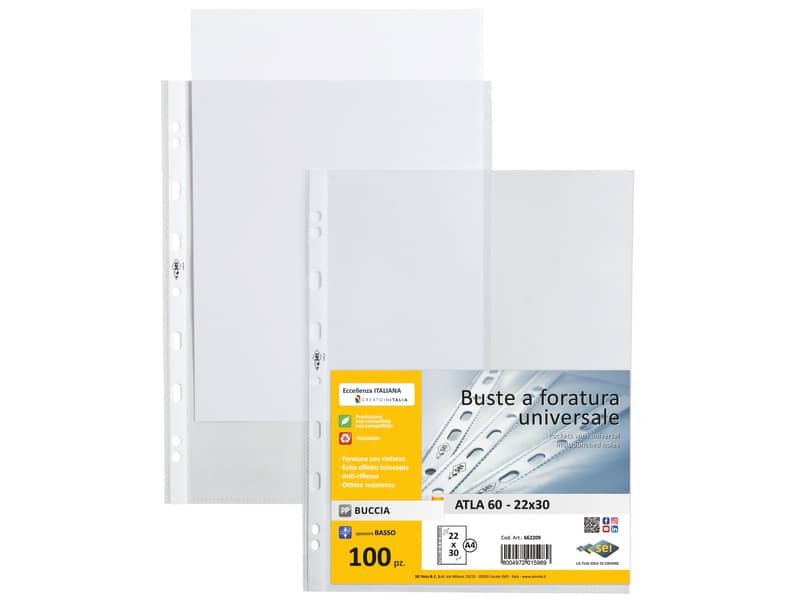 Buste a perforazione universale Sei Rota ATLA buccia arancia formato 22×30 cm – confezione 100 pezzi – 662209 CF.13