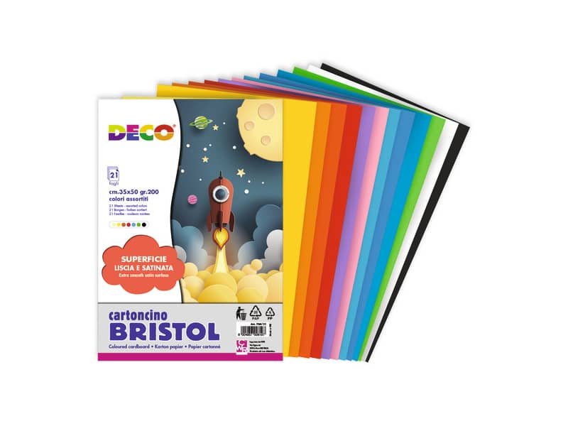 Cartoncino colorato Bristol CWR colori assortiti 200 gr 35×50 cm – 21 fogli 704/21