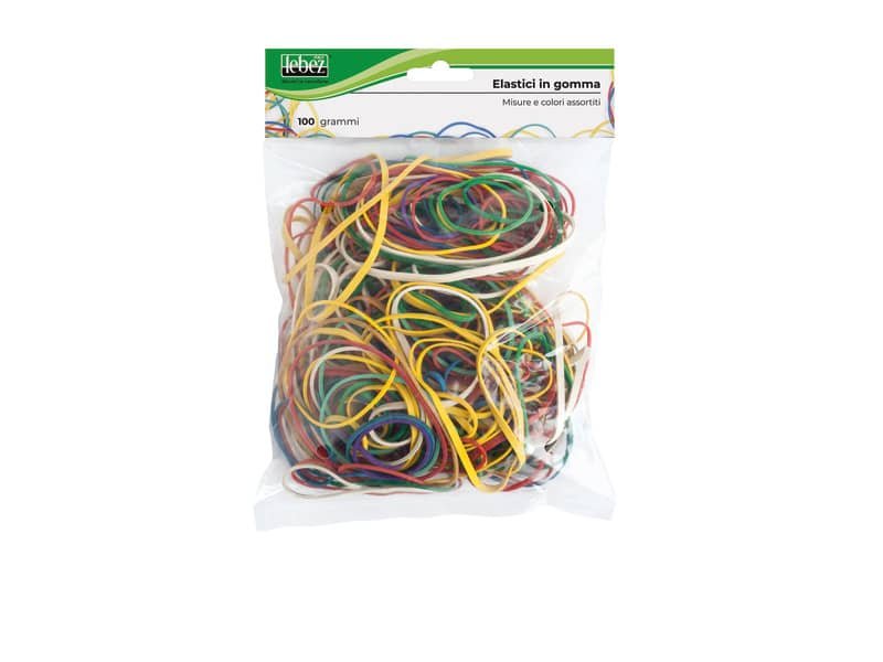 Elastici tondi Lebez colori assortiti in busta da 100 g – 5093