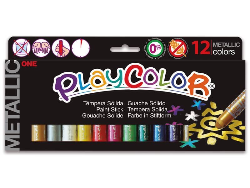 Playcolor tempera solida in stick 12 colori assortiti metallic -10 gr 10121