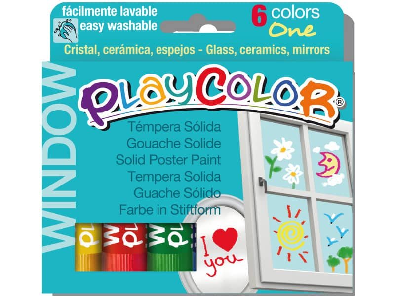 Playcolor tempera solida in stick 6 colori assortiti per vetri- 10 gr 2001