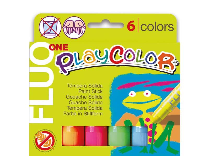 Playcolor tempera solida in stick 6 colori assortiti fluo – 10 gr 10431