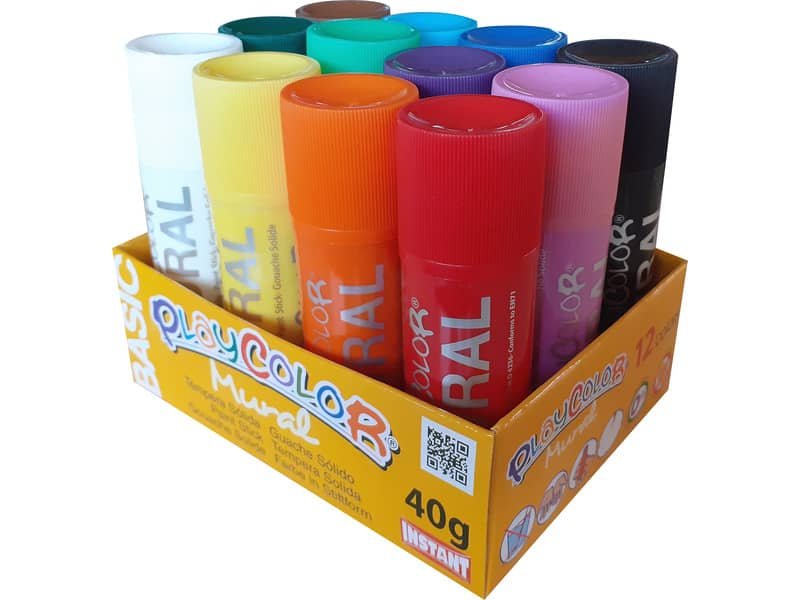 Playcolor tempera solida in stick 12 colori assortiti – 40 gr 58331