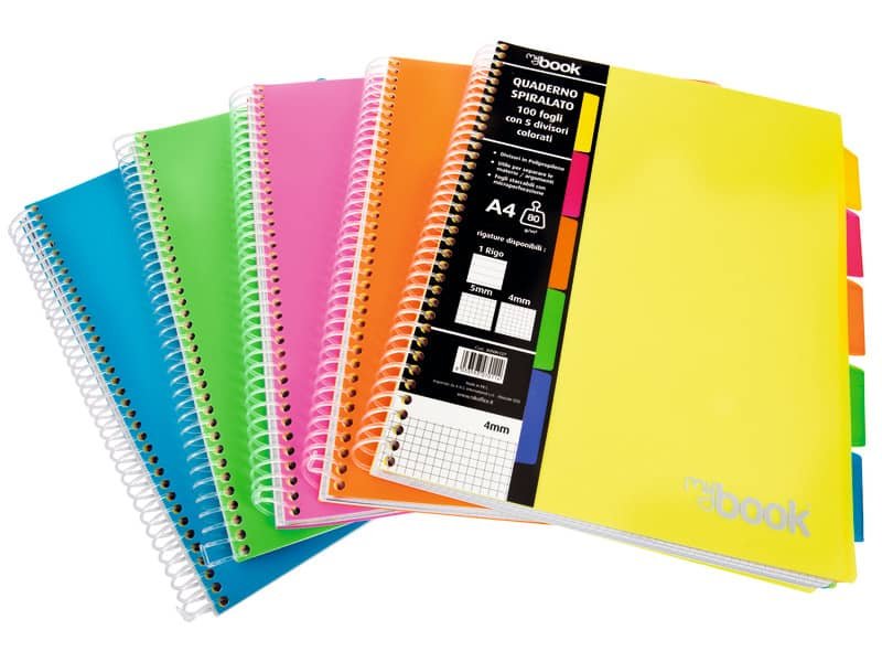 Quaderno Maxi spiralato Nikoffice con fori e separatori – 100 ff – 80 g formato A5 – 1 rigo – 30NIK105/A5