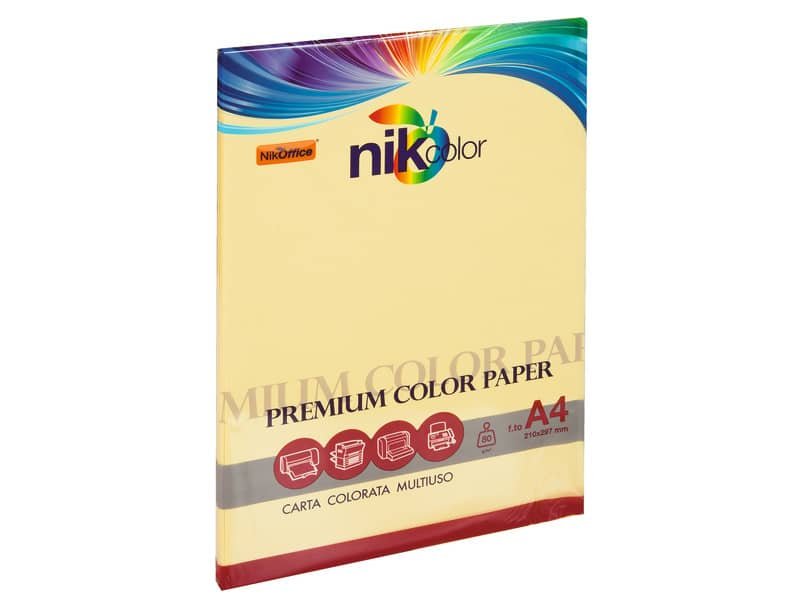 Carta colorata colori forti formato A4 Nikoffice 5 colori assortiti forti 80 g 250 ff – 23NIK094/1
