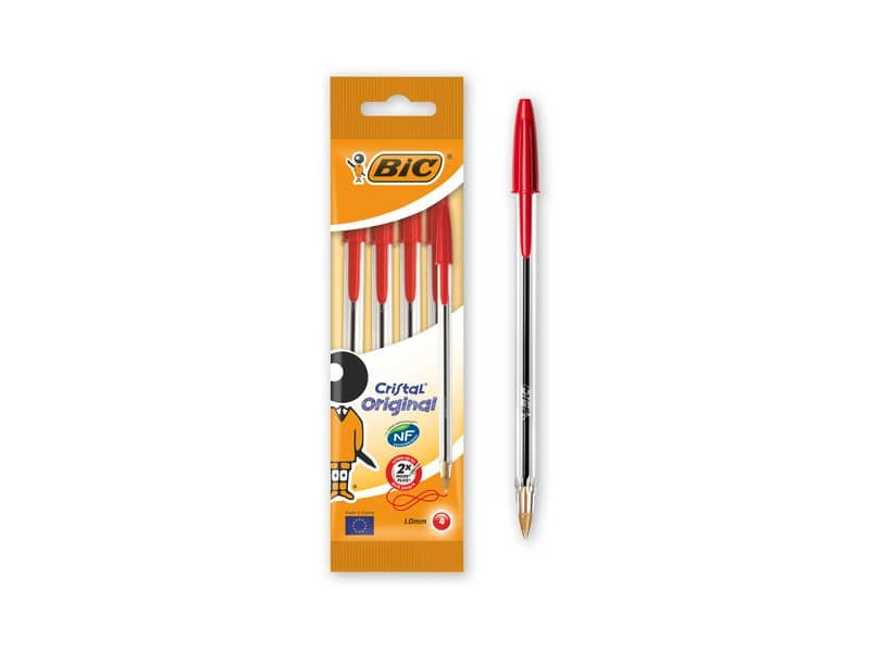 Penna a sfera BIC Cristal M 1 mm in blister da 4 rosso – 8308611