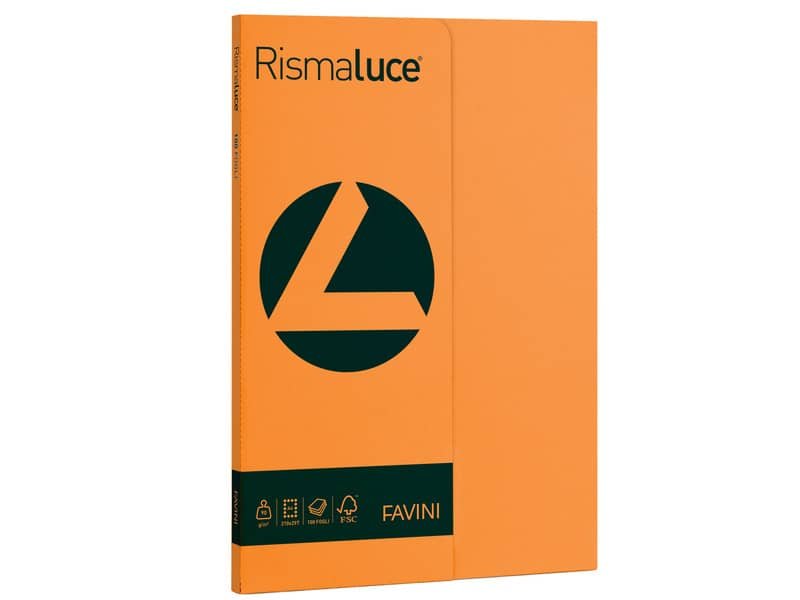 Carta colorata Favini Rismaluce colori forti 90 g/mý A4 – risma da 100 ff arancio – A69E144