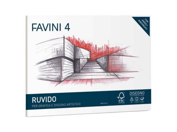 Cartangolo da disegno Favini 4 f.to 24x33 cm 20 fogli da 220 g/m2 ruvido neutro - A168504