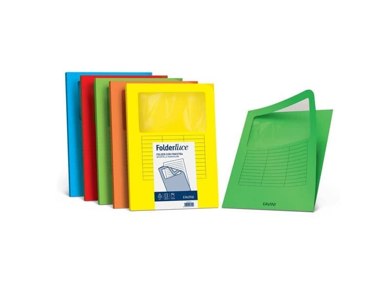 Cartellina con finestra Favini Folderluce 140 g/mý 22×31 cm conf. da 10 arancio – A51E124