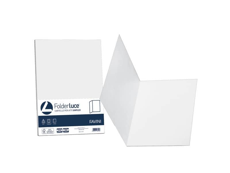 Cartellina semplice Favini Folder Simplex Luce&Acqua 200 g/mý 25x34cm conf.50 bianco – A500664