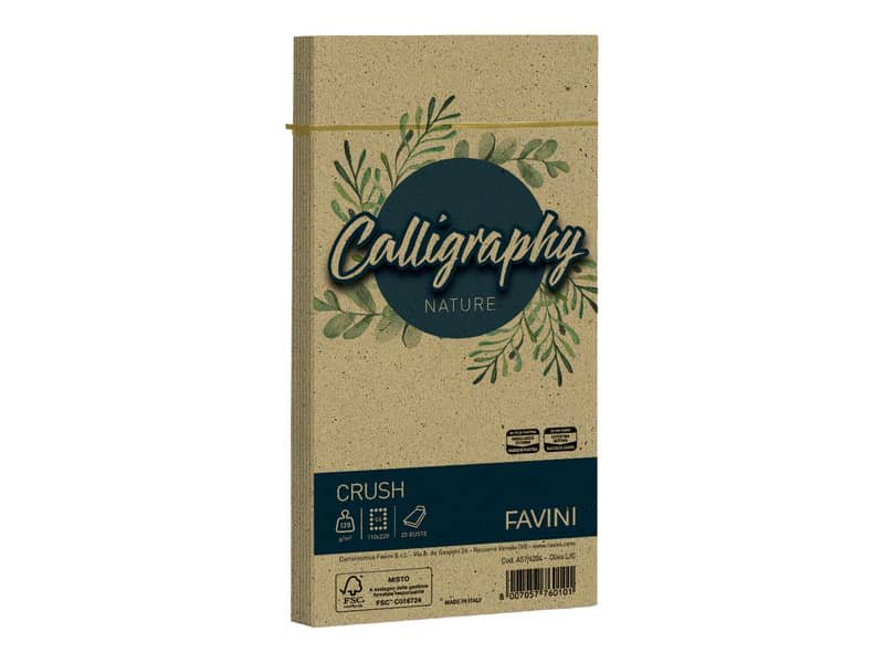 Buste Favini Calligraphy Nature per carta da lettere 120 g/mý conf. 25 11x 22 cm – oliva – A57N104