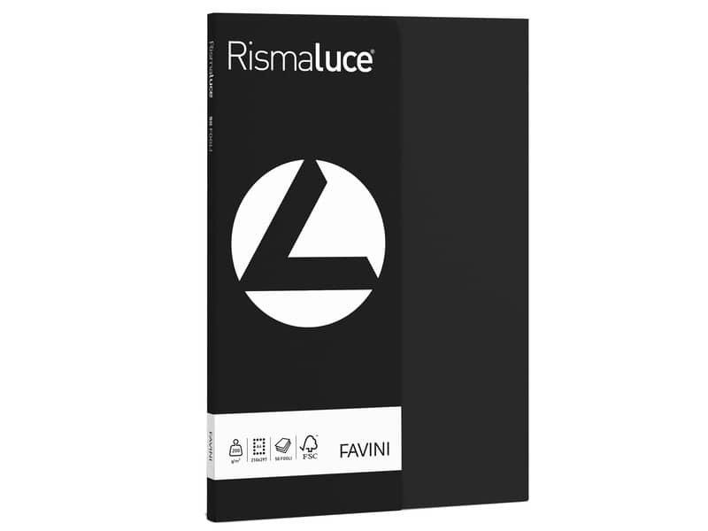 Carta colorata Favini Rismaluce colori forti 200 g/mý A4 – risma da 50 ff nero – A69A544