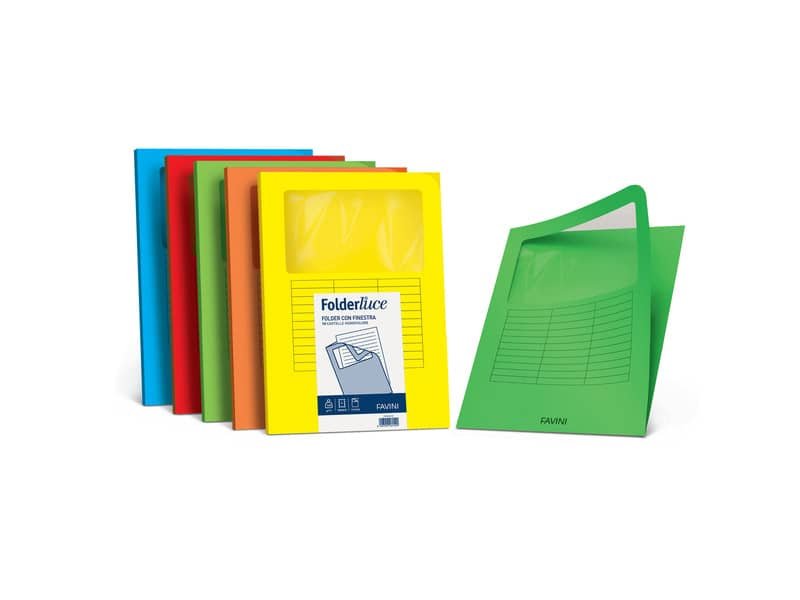 Cartellina con finestra Favini Folderluce 140 g/mý 22×31 cm conf. da 10 scarlatto – A51C124