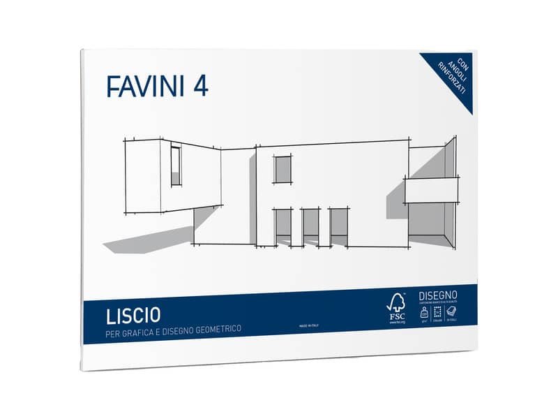 Cartangolo da disegno Favini 4 f.to 33×48 cm 20 fogli da 220 g/m2 liscio neutro – A166503