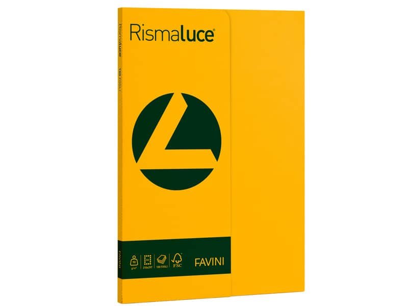 Carta colorata Favini Rismaluce colori forti 90 g/mý A4 – risma da 100 ff giallo oro – A69H144