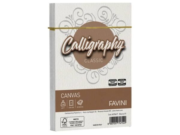 Carta canvas Favini Calligraphy buste per carta da lettere da stampare 100 g/mý 12x18 25 buste cm bianco - A570417