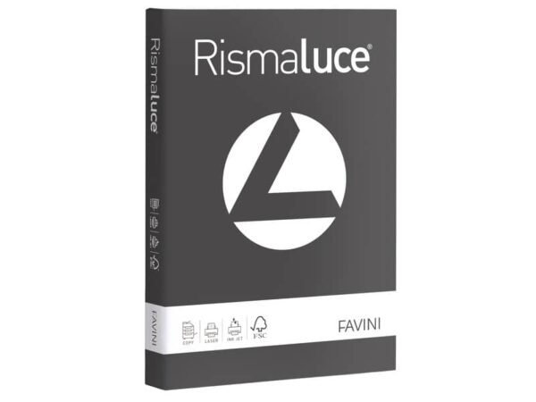 Carta colorata Favini Rismaluce colori forti 200 g/mý A4 - risma da 125 ff grafite - A674104