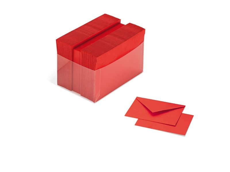 Biglietti augurali con busta Burano 7,2×11 cm in conf. 100 scarlatto – A57C141