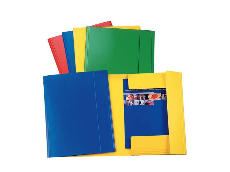 Cartella in presspan a tre lembi con elastico Esselte Essentials C42 – 25×35 cm verde – conf. 5 pz – 390342180