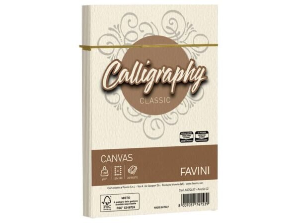 Carta canvas Favini Calligraphy buste per carta da lettere da stampare 100 g/mý 12x18 25 buste cm avorio - A57Q417