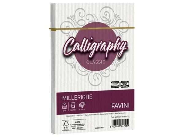 Busta Millerighe Favini formato 12x18 cm 100 g - conf. 25 pz - colore bianco A570427