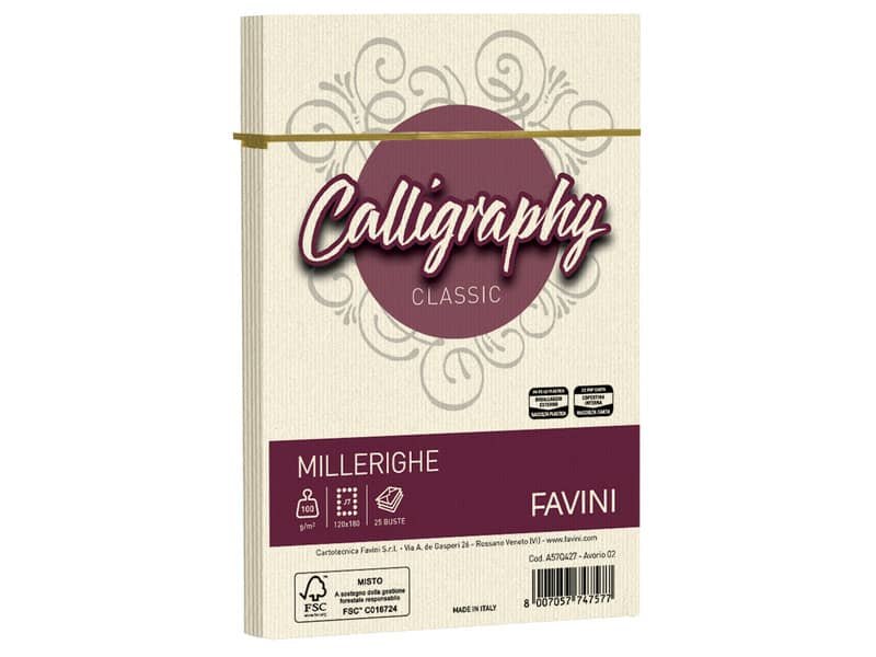 Busta Millerighe Favini formato 12×18 cm 100 g – conf. 25 pz – colore avorio A57Q427