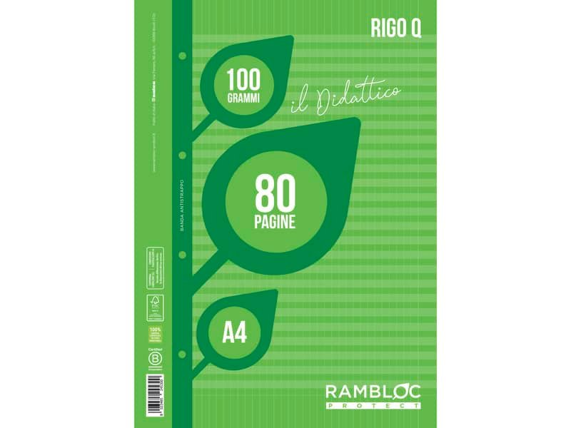Blocco ricambio didattico Rambloc formato A4 40 ff – 100g rigatura Q 90524385