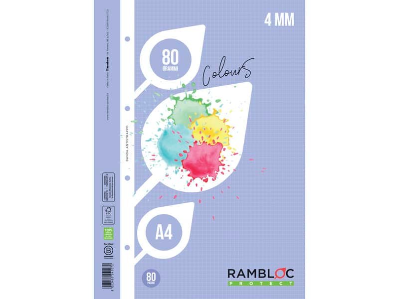 Ricambio rinforzato quaderni ad anelli Rambloc Formato A4 colore azzurro – 4 mm 90524127