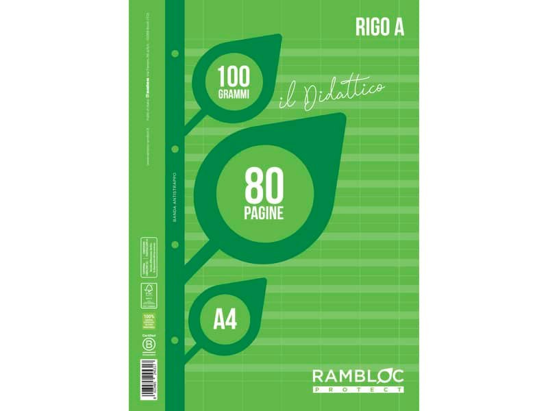 Blocco ricambio didattico Rambloc formato A4 40 ff – 100g rigatura A 90524386