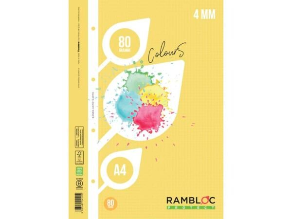 Ricambio rinforzato quaderni ad anelli Rambloc Formato A4 colore giallo - 4 mm 90524121
