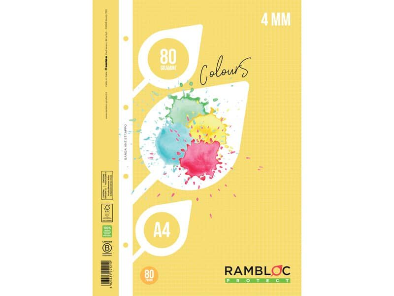 Ricambio rinforzato quaderni ad anelli Rambloc Formato A4 colore giallo – 4 mm 90524121
