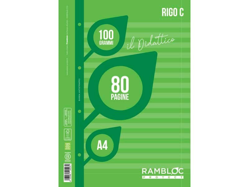 Blocco ricambio didattico Rambloc formato A4 40 ff – 100g rigatura C 90524382