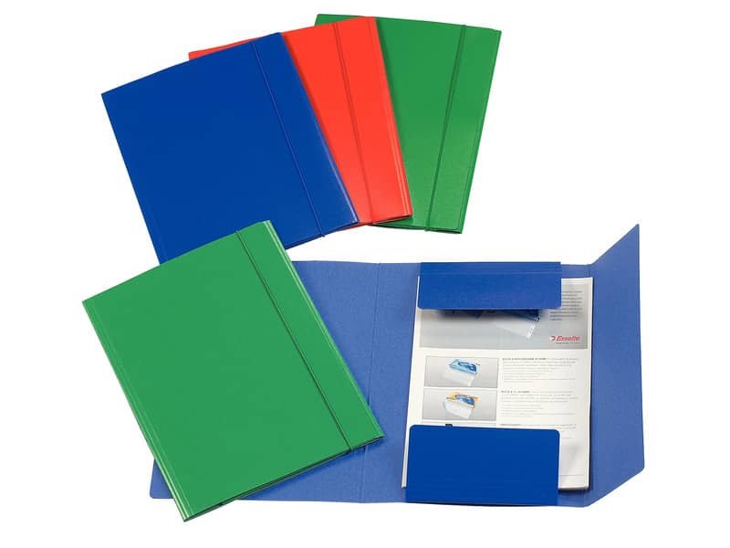 Cartella in presspan a tre lembi con elastico Esselte C41 formato 25×35 cm conf. da 5 pezzi Esselte rosso –