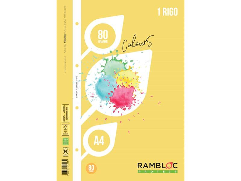 Ricambio rinforzato quaderni ad anelli Rambloc Formato A4 colore giallo – 1 rigo – 90524123