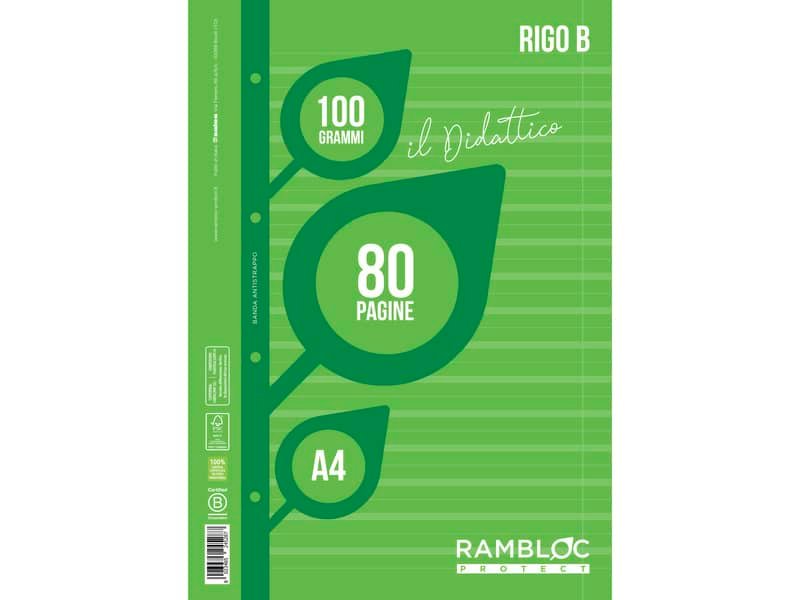 Blocco ricambio didattico Rambloc formato A4 40 ff – 100g rigatura B 90524383