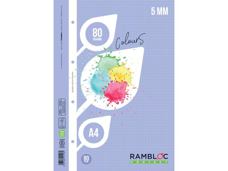 Ricambio rinforzato quaderni ad anelli Rambloc Formato A4 colore azzurro – 5 mm 90524128