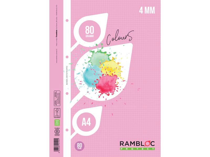 Ricambio rinforzato quaderni ad anelli Rambloc Formato A4 colore rosa – 4 mm 90524124