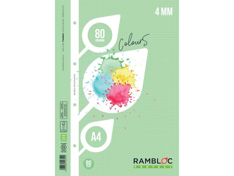 Ricambio rinforzato quaderni ad anelli Rambloc Formato A4 colore verde – 4 mm 90524354