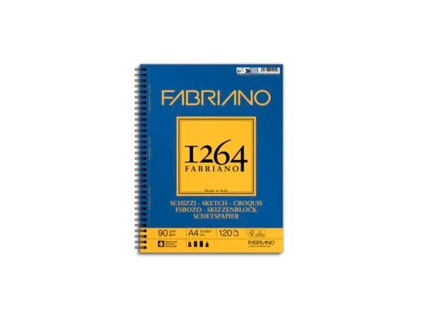 Blocco spiralato Fabriano 1264 schizzi 90 g 120 fogli A4 - spirale lato lungo - 19100635