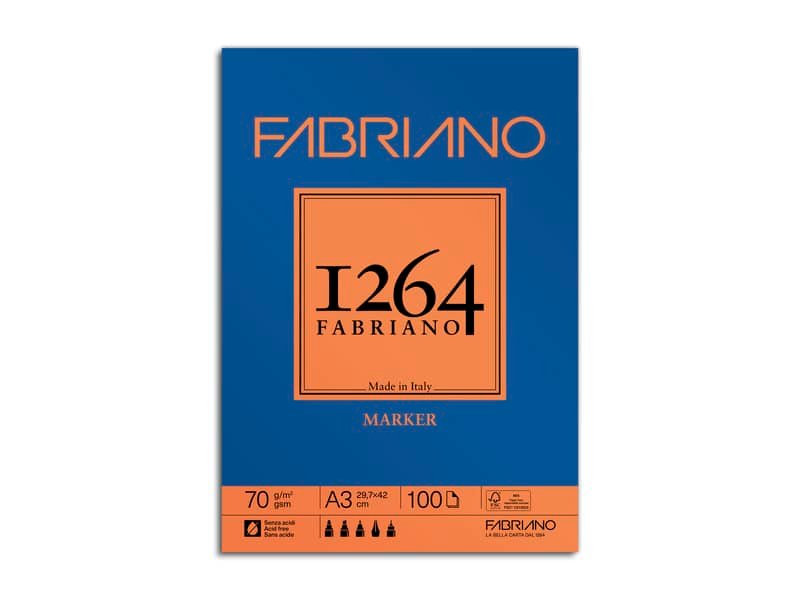 Blocco di carta collato Fabriano 1264 Marker 70 g A3 – 19100641