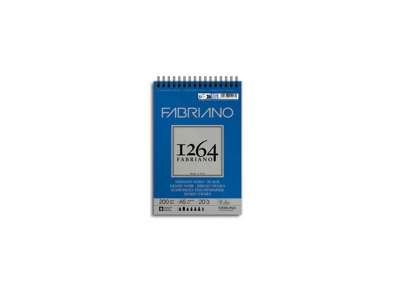 Blocco da disegno spiralato 1264 200 g – 40 fogli neri A5 – 19100651