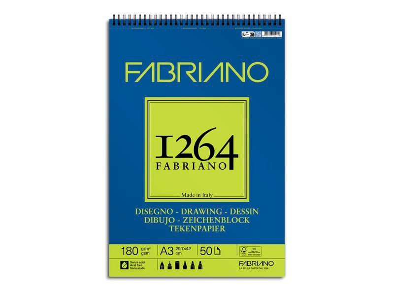 Blocco da disegno spiralato 1264 180 g – 50 fogli A3 – 19100647