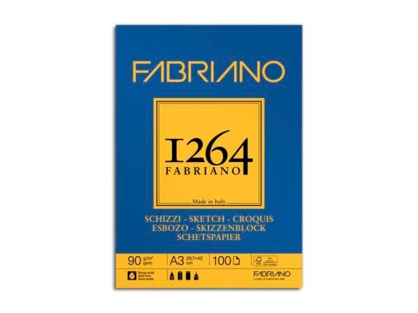 Blocco spiralato Fabriano 1264 schizzi 90 g A3 - 100 fogli - 19100633