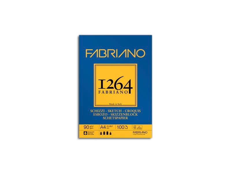 Blocco spiralato Fabriano 1264 schizzi 90 g A4 – 100 fogli – 19100632