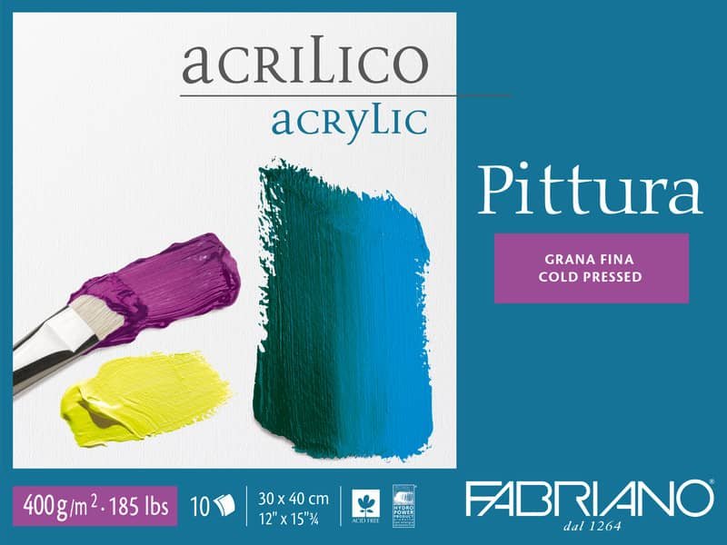 Blocco collato Fabriano Pittura grana fine 400 g 30×40 cm – 40003040