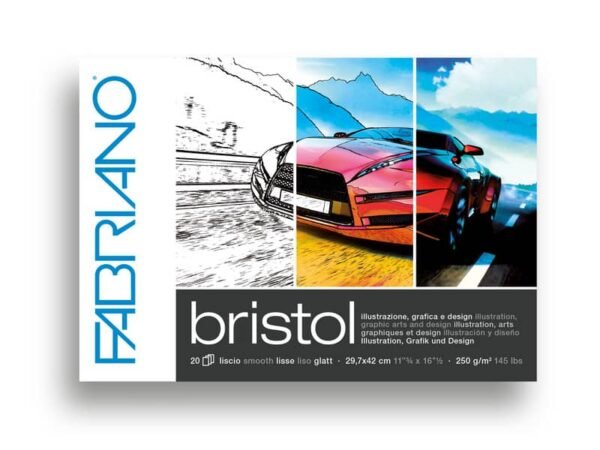 Blocco collato Fabriano Bristol liscio 250 g - 20 fogli A3 19002942