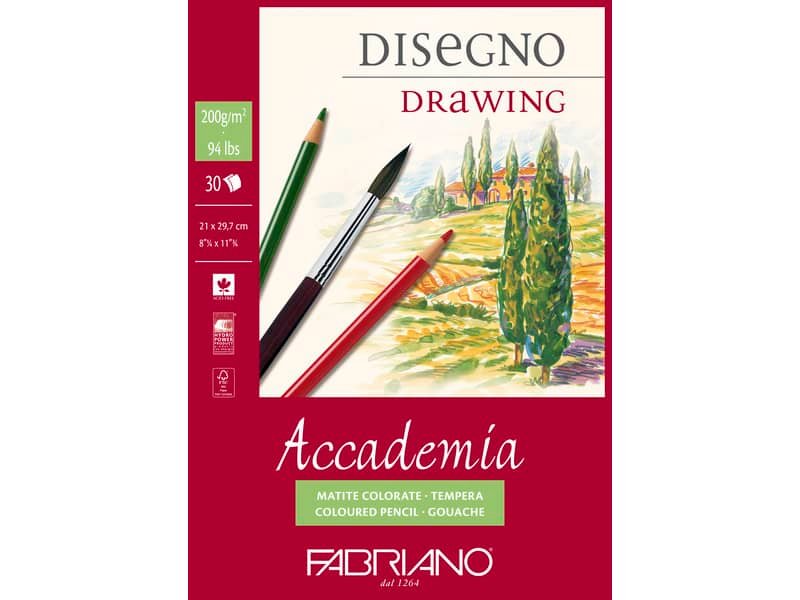 Blocco collato Fabriano Accademia grana naturale 200 g A4 – 30 fogli – 41202129