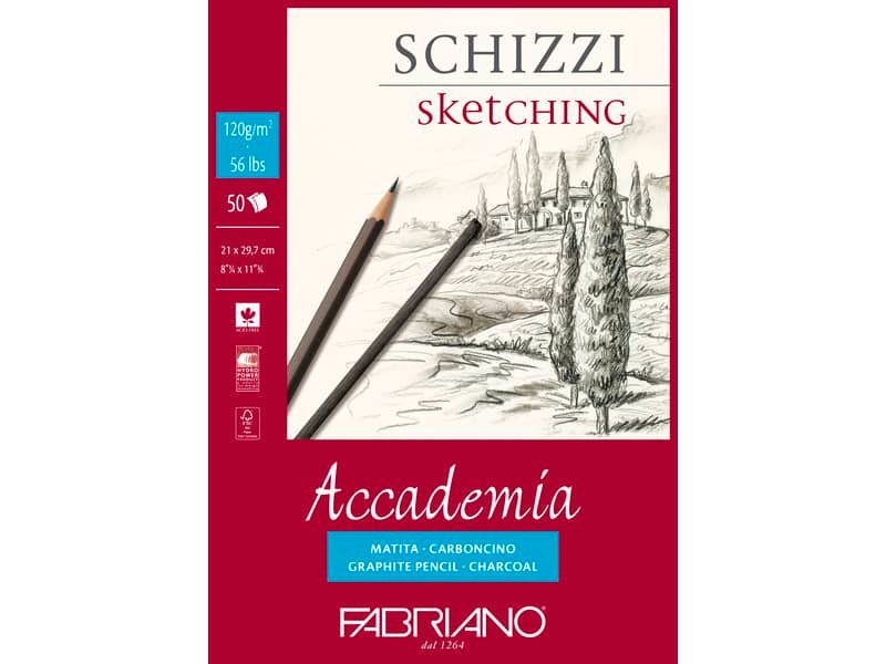 Blocco collato Fabriano Accademia grana naturale 120 g A4 – 50 fogli – 41122129