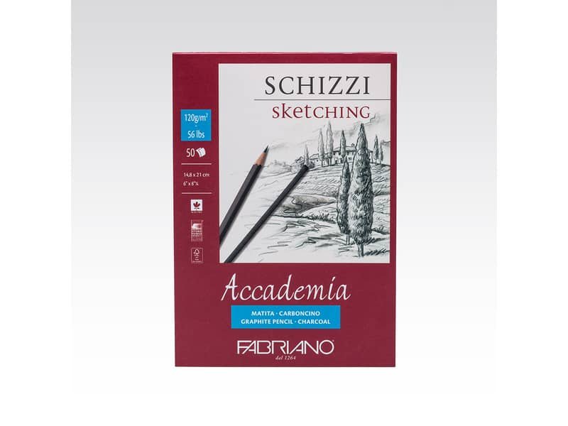 Blocco collato Fabriano Accademia grana naturale 200 g A5 – 50 fogli 41121421